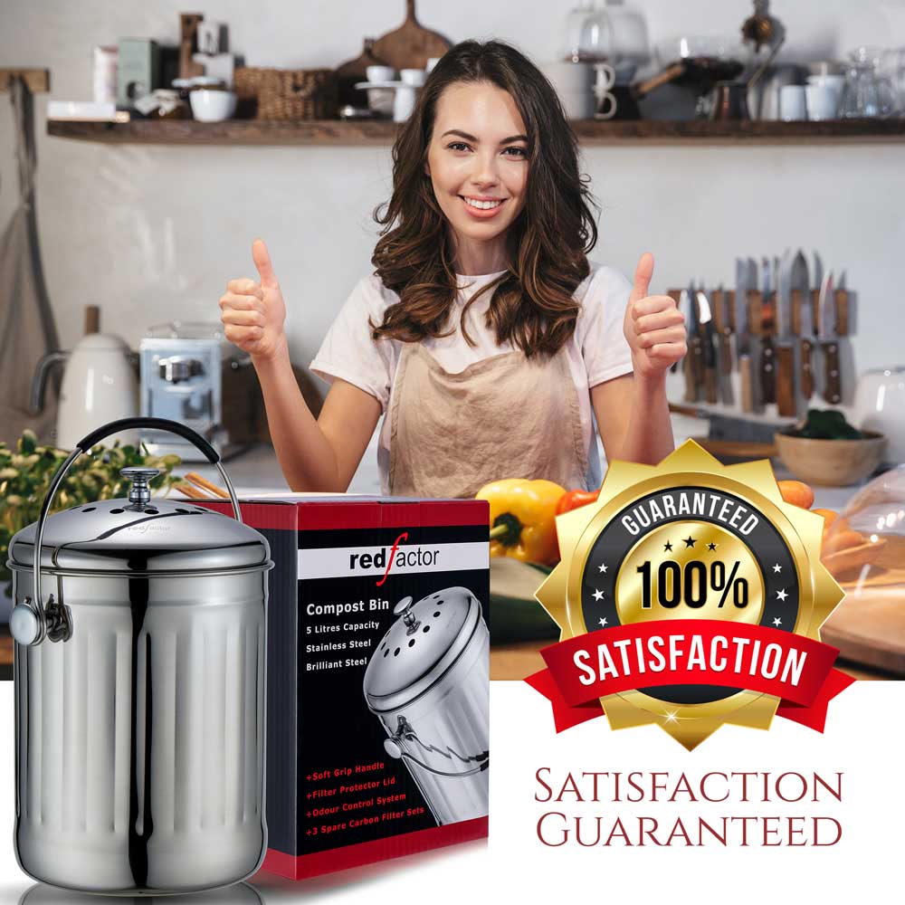 RED FACTOR Premium Compost Bin for Kitchen Countertop - Stainless Steel  Food Waste Bucket with Innovative Dual Filter Technology - Includes Spare  Filters (Matt Copper, 1.3 Gallon) - Yahoo Shopping